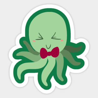 Bowtie Green Octopus Sticker